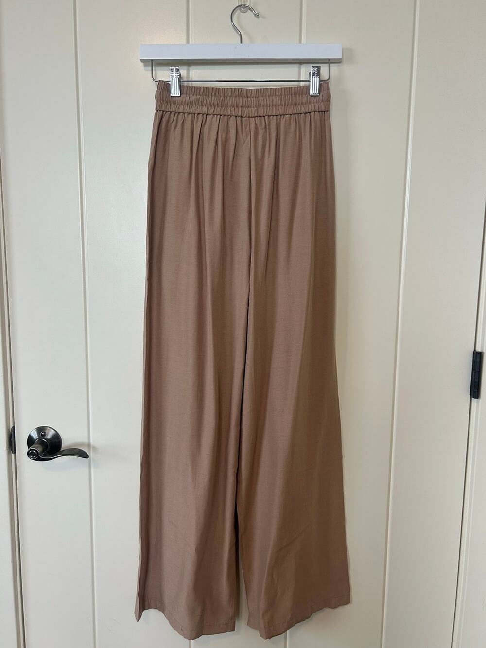 Halara Tan High Waisted Drawstring Wide Leg Baggy Linen Feel Pants Size XS